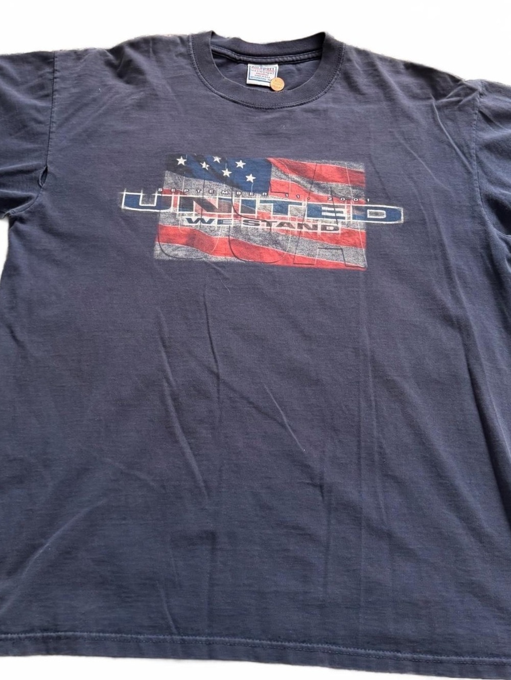 Vintage 2001 All Sport United We Stand September 11 USA T-Shirt Gray XL